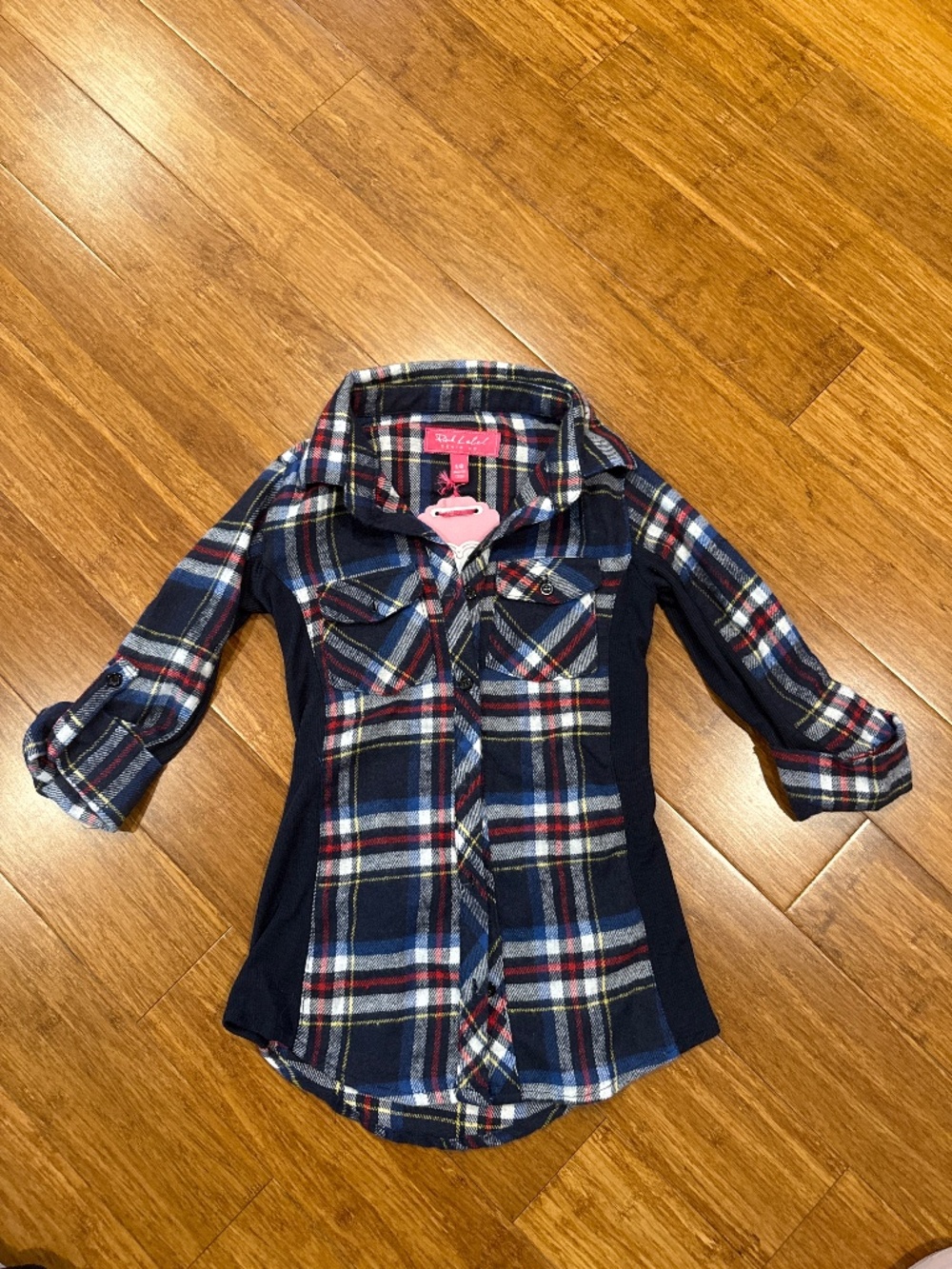 Pink Label girls flannel button down shirt
